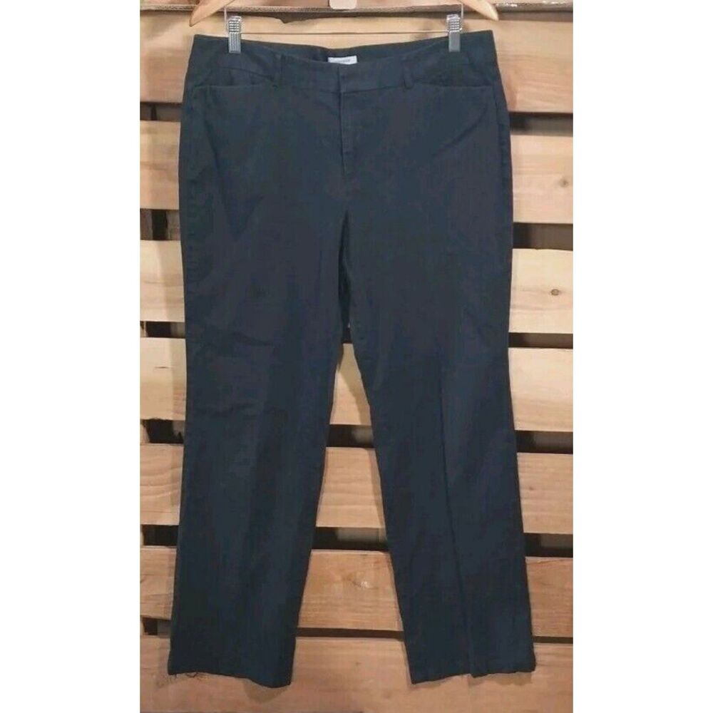 Dockers Womens 16 MED Ideal Fit Navy Blue Pants Chinos Twill Khaki Mom Comfy